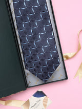 Navy Blue Geometric Broad + Long Necktie
