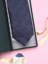 Navy Blue Geometric Broad + Long Necktie