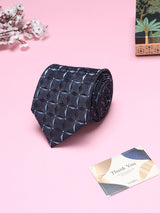 Navy Blue Geometric Broad + Long Necktie