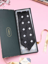 Black Geometric Broad + Long Necktie