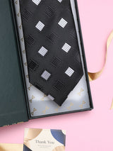 Black Geometric Broad + Long Necktie