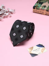 Black Geometric Broad + Long Necktie