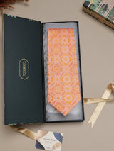 Orange Geometric Broad + Long Necktie