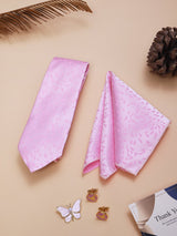 Pink Paisley Necktie Pocket Square Brooch & Cufflinks Giftset