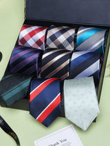 Bold Stripes & Checks Woven Neckties – 9 Piece Gift Set