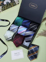 Modern Checks & Stripes Woven Neckties – 9 Piece Gift Set