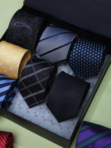 Blue & Red Patterned Woven Neckties – 9 Piece Gift Set