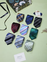 Modern Checks & Stripes Woven Neckties – 9 Piece Gift Set