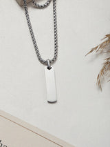 Silver Bar Pendant Men's Chain