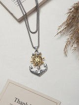 Silver & Gold Anchor Ship Wheel Men's Chain