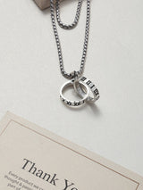 Silver Roman Numeral Double Ring Men's Chain