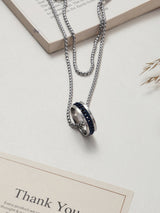Silver & Blue Double Ring Men's Chain