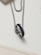Silver & Blue Double Ring Men's Chain