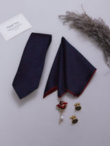 Blue Dot Necktie Pocket Square Brooch & Cufflinks Giftset