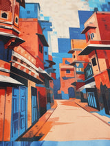 Jaipur Forts and Jharokhas Blue Printed Pocket Square