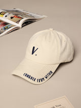 Cream V Embroidered Baseball Cap