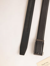 Black Micro Weave No-Hole Men's Belt