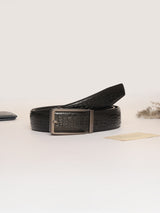 Black Crocodile Textured No-Hole Men's Belt