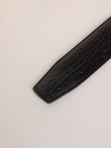 Black Crocodile Textured No-Hole Men's Belt
