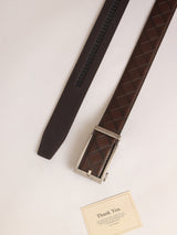 Brown Basket Weave No-Hole Men's Belt