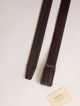 Dark Brown Crocodile Textured No-Hole Men's Belt