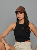 Chocolate Brown A Embroidered Baseball Cap