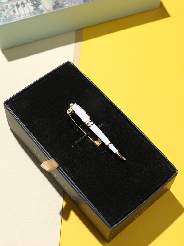 White Fountain Pen Brooch