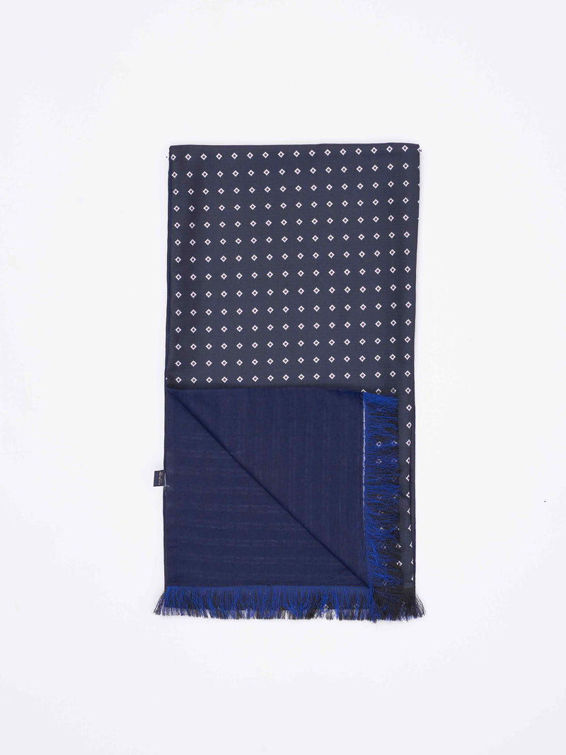 Blue Geometric Reversible Stole & Pocket Square Set