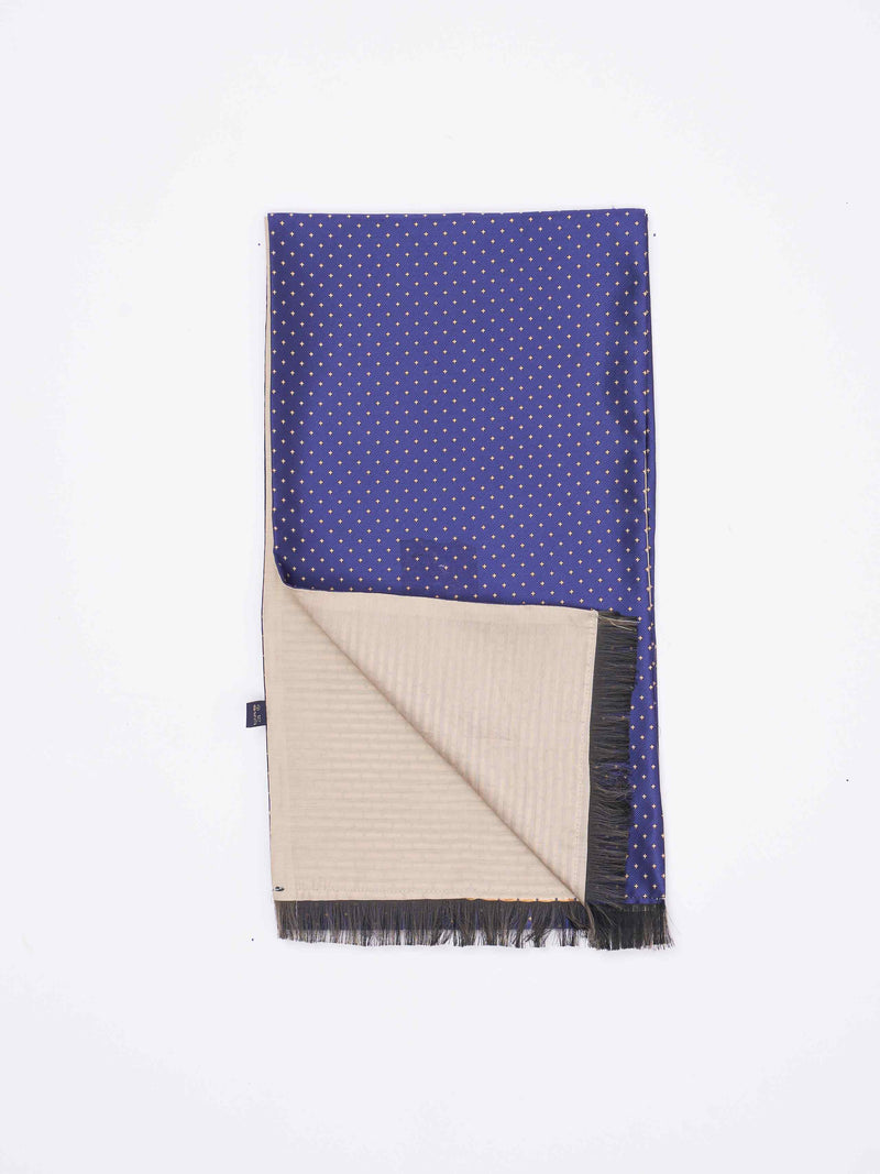 Blue Geometric Reversible Stole & Pocket Square Set