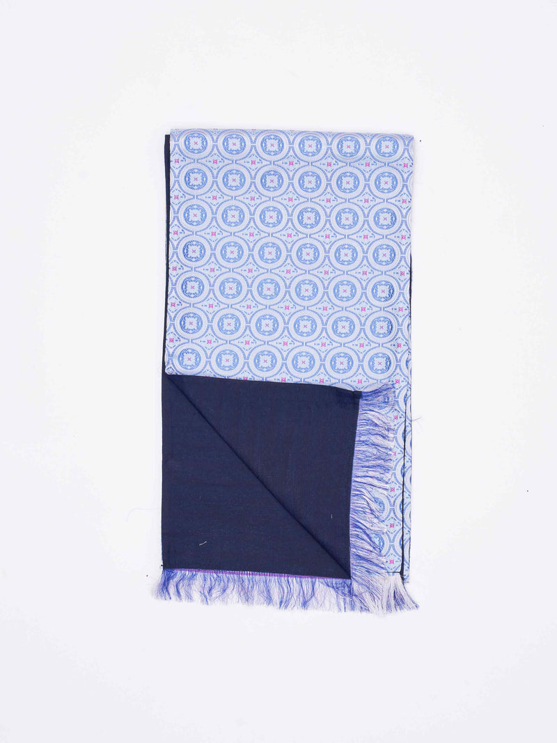 Blue Geometric Reversible Stole & Pocket Square Set