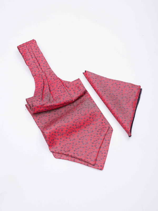 Pink Floral Woven Ascot & Pocket Square