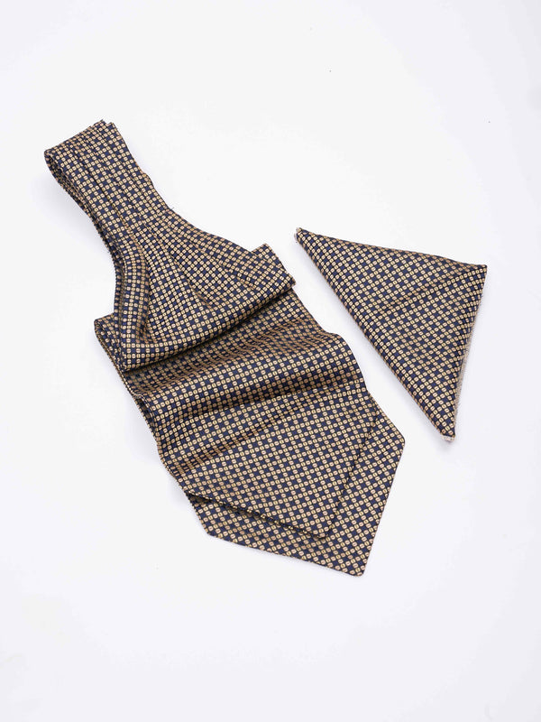 Blue Geometric Woven Ascot & Pocket Square