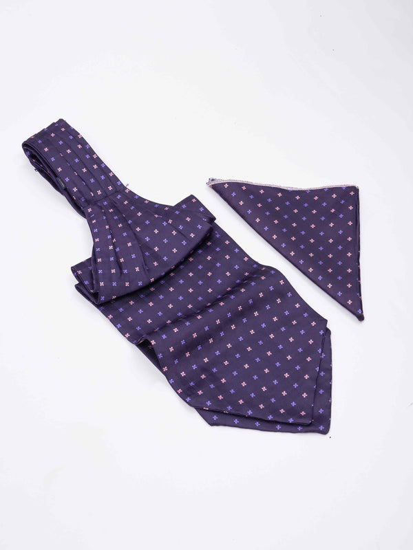 Purple Floral Woven Ascot & Pocket Square