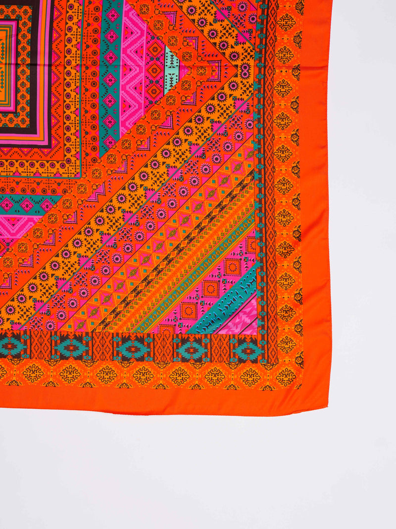 Orange Geometric Large Scarf