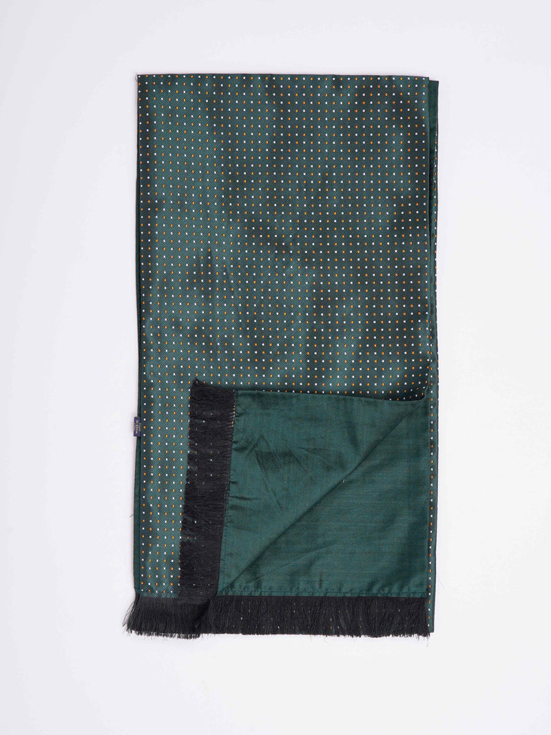 Green Geometric Reversible Stole & Pocket Square Set