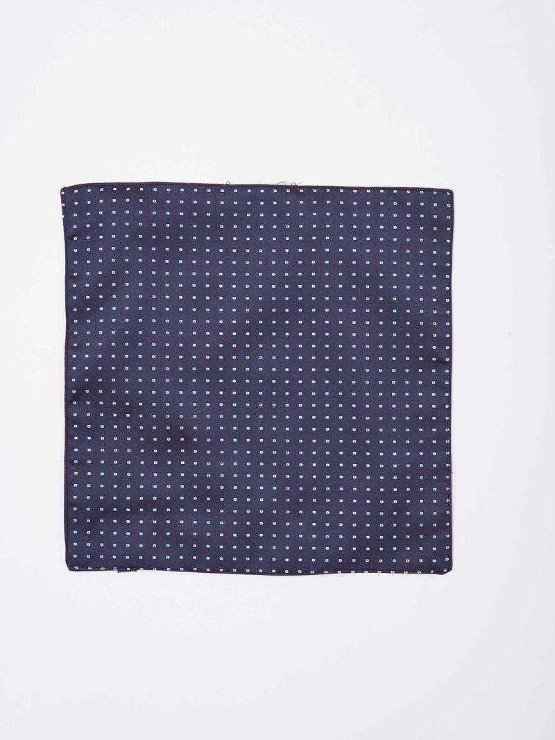 Blue Geometric Reversible Stole & Pocket Square Set