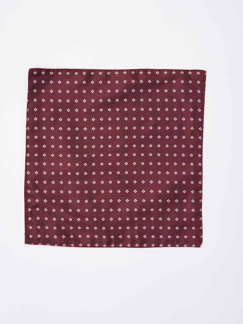 Maroon Geometric Reversible Stole & Pocket Square Set