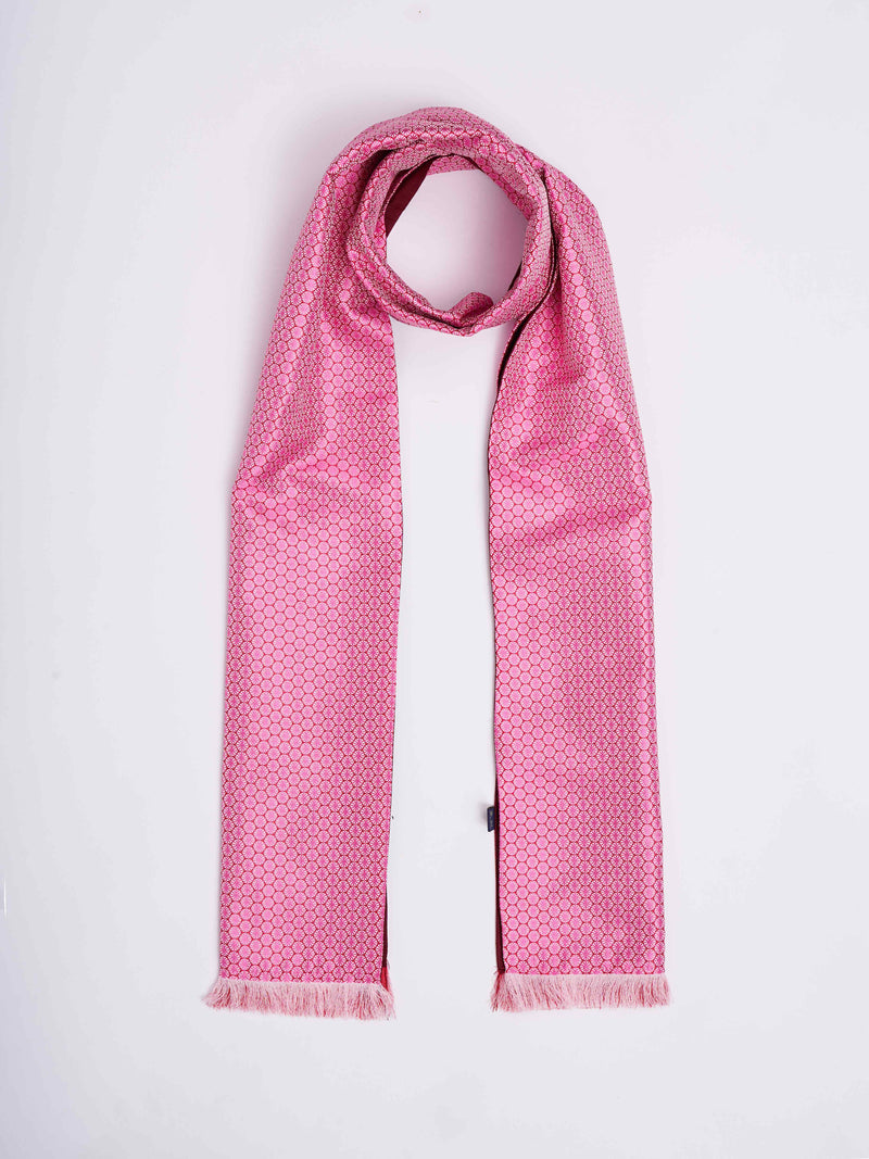 Pink Geometric Reversible Stole & Pocket Square Set