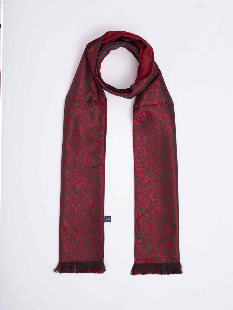 Maroon Paisley Reversible Stole & Pocket Square Set