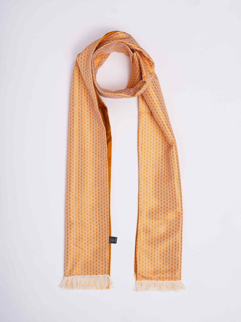 Orange Geometric Reversible Stole & Pocket Square Set