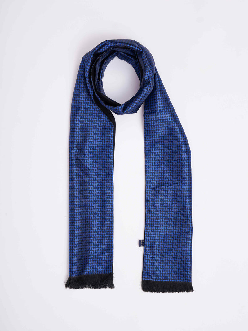 Blue Geometric Reversible Stole & Pocket Square Set