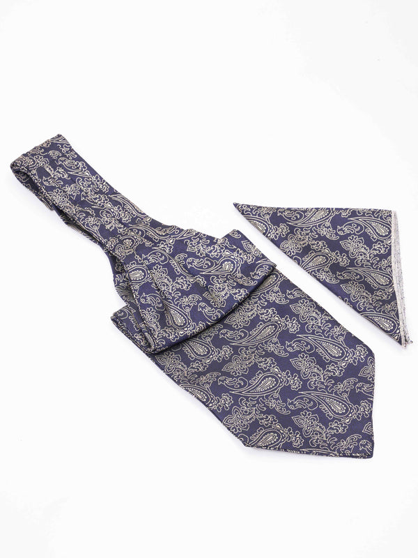 Blue Paisley Woven Ascot & Pocket Square