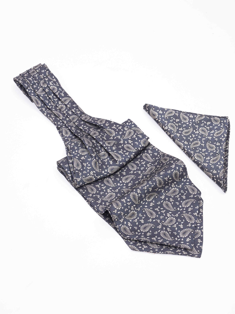 Blue Paisley Woven Ascot & Pocket Square