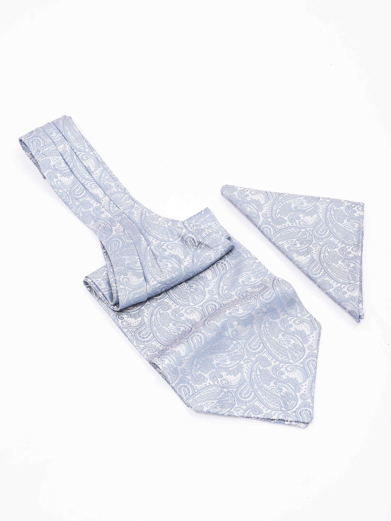 Sky blue Paisley Woven Ascot & Pocket Square