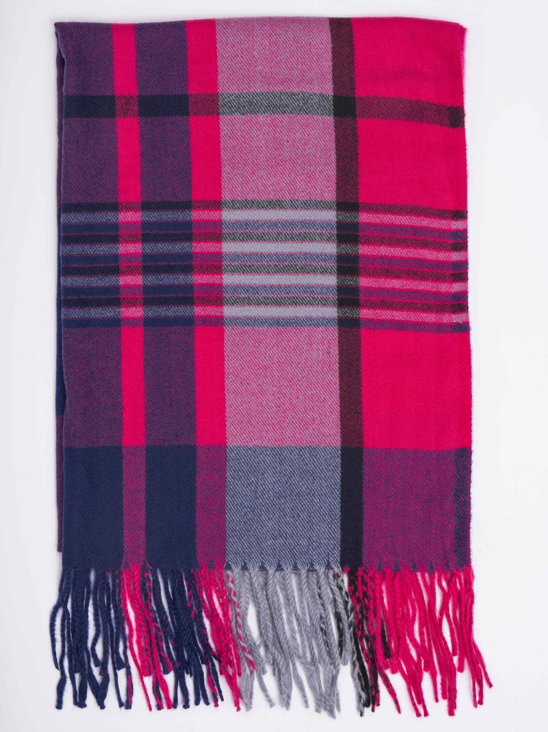 Pink Check Woolen Muffler