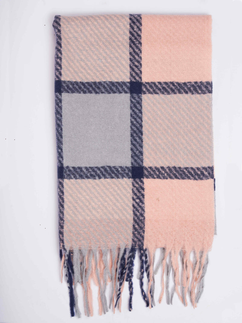 Blue & Pink Check Woolen Muffler