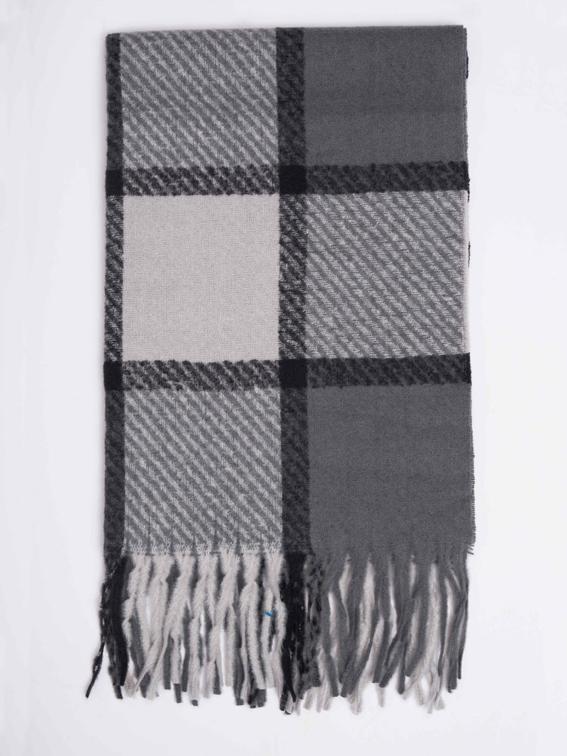 Grey Check Woolen Muffler