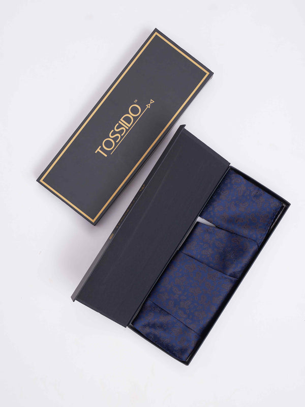 Blue Paisley Woven Cravat & Pocket Square Set