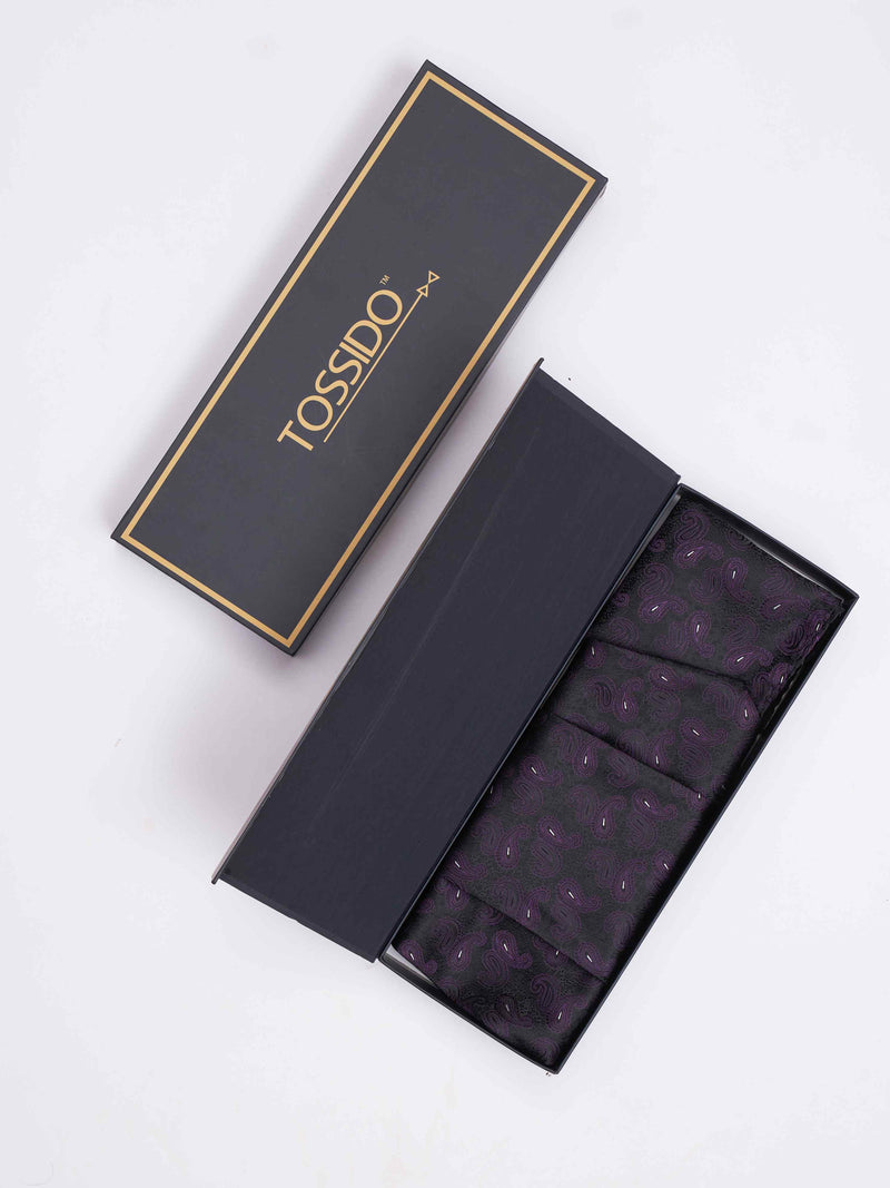 Purple Paisley Woven Cravat & Pocket Square Set