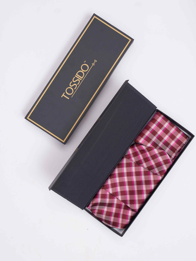 Multicolor Check Woven Cravat & Pocket Square Set